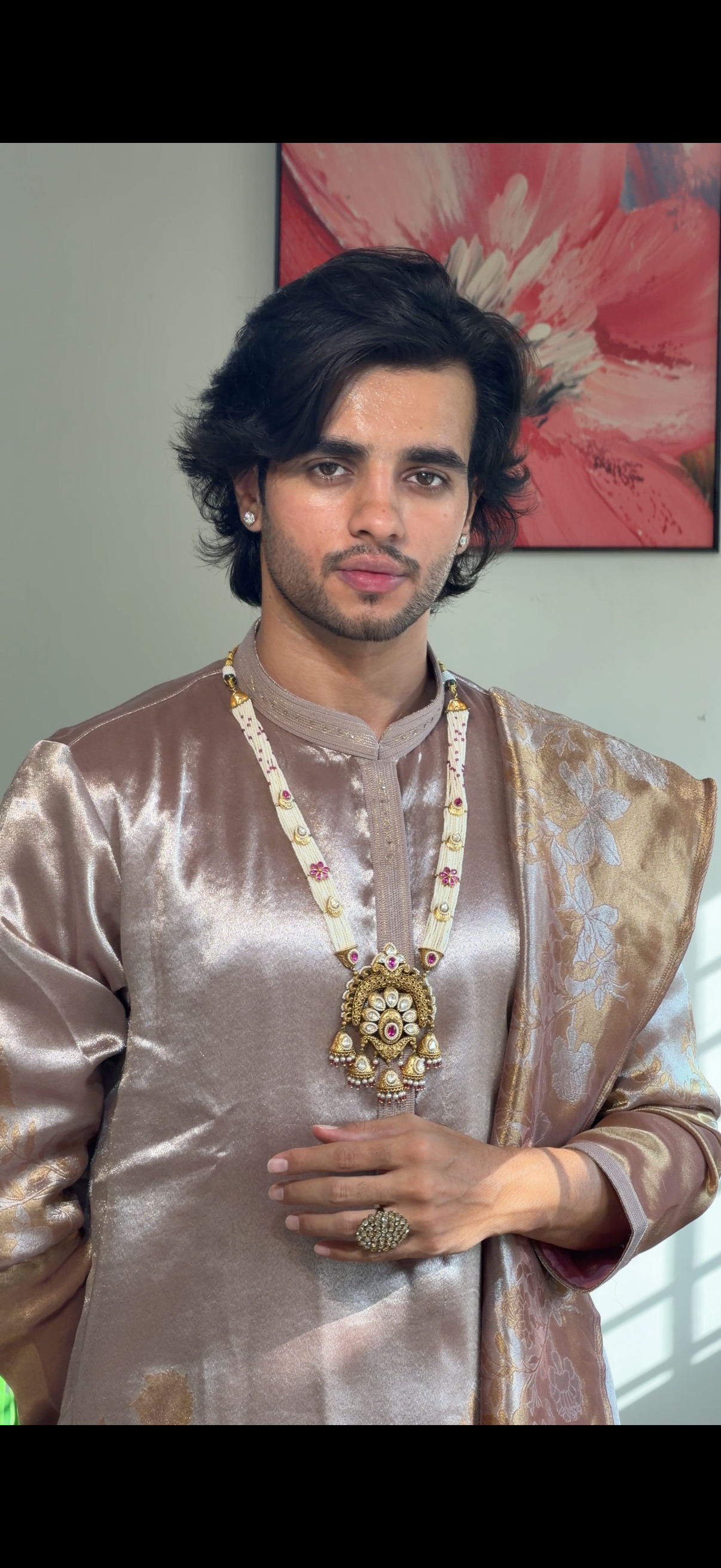 Pure Kanjivaram Kurta Set with Shawl & Dhoti ✨