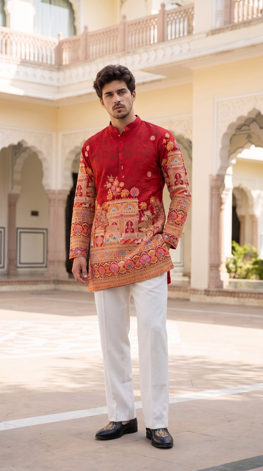 Crimson Heritage Printed Kurta