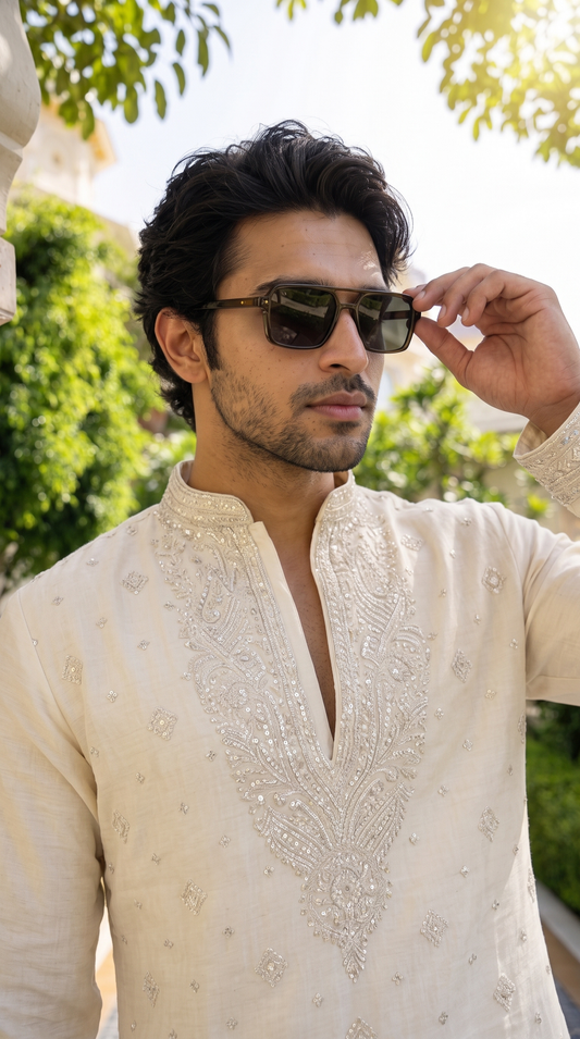 Ivory Royale Embroidered Kurta
