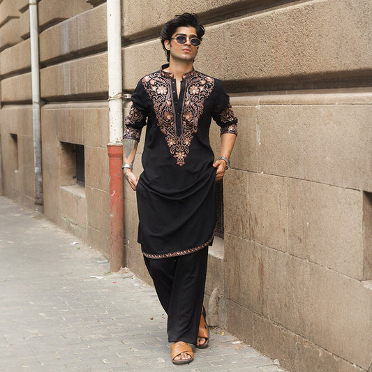 Black Royale Zari Kurta