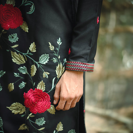 Noir Bloom Embroidered Kurta
