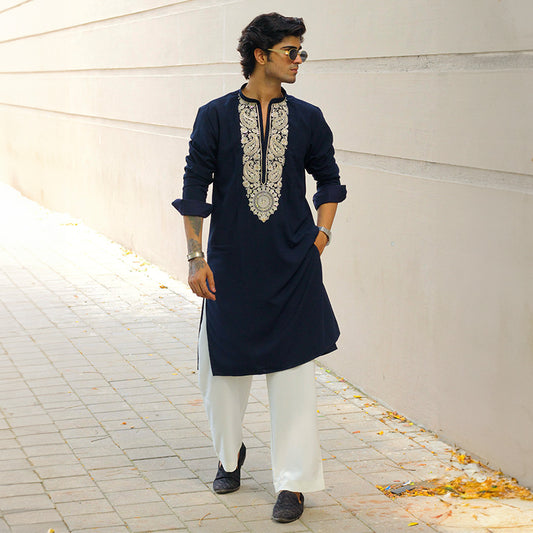 Navy Regal Zardozi Kurta