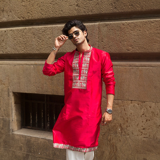 Rath Yatra Red Pichwai Kurta