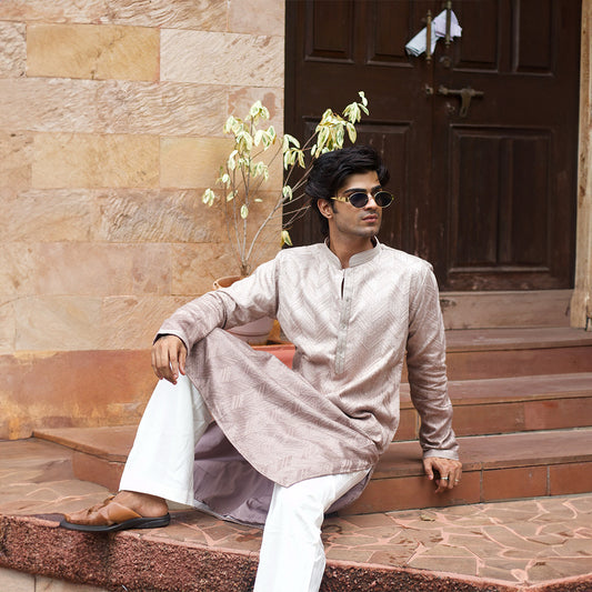 Champagne Herringbone Classic Kurta