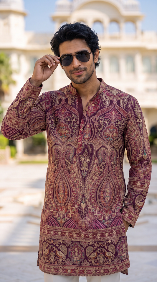Royal Wine Heritage Paisley Designer Kurta