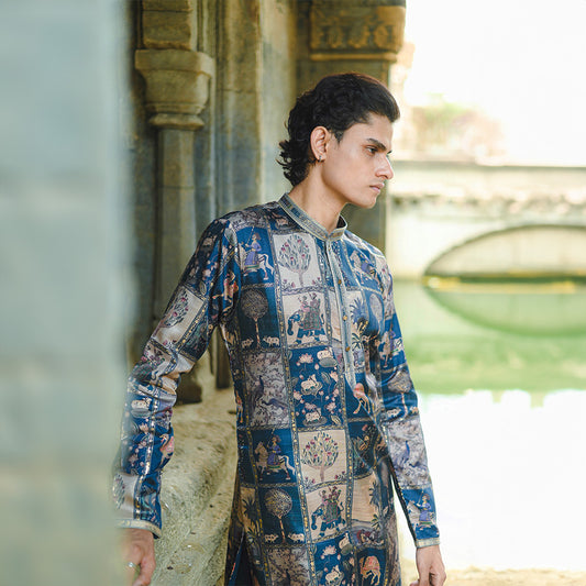 Midnight Jungle Mosaic Kurta