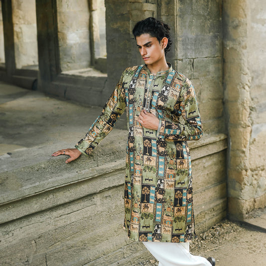 Olive Royal Tapestry Kurta