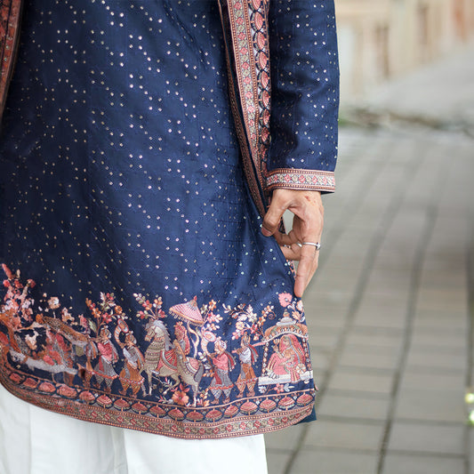 Midnight Blossom Embroidered Kurta Set