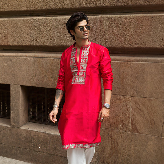 Rath Yatra Red Pichwai Kurta