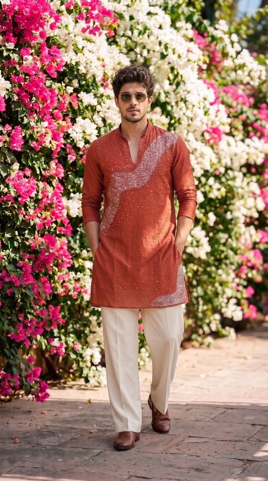 Rust Ember Embellished Kurta
