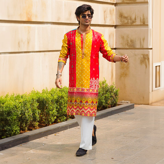 Rangilo Bandhani Patchwork Kurta