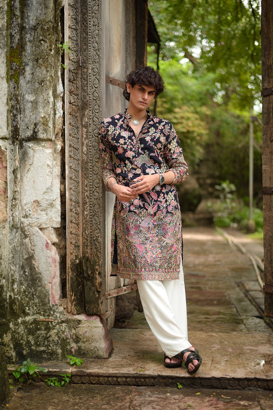 Midnight Blossom Kurta