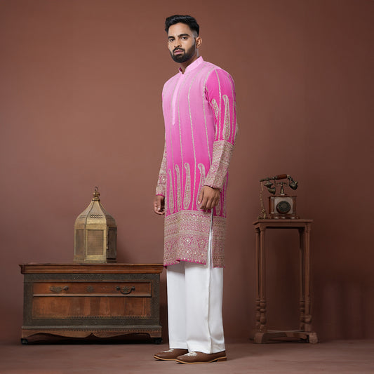 Ombre' Pink Embroidery Kurta