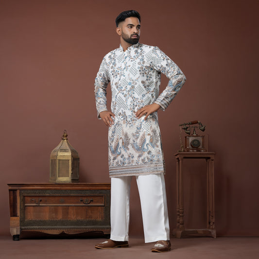 Safed Embroidery Kurta