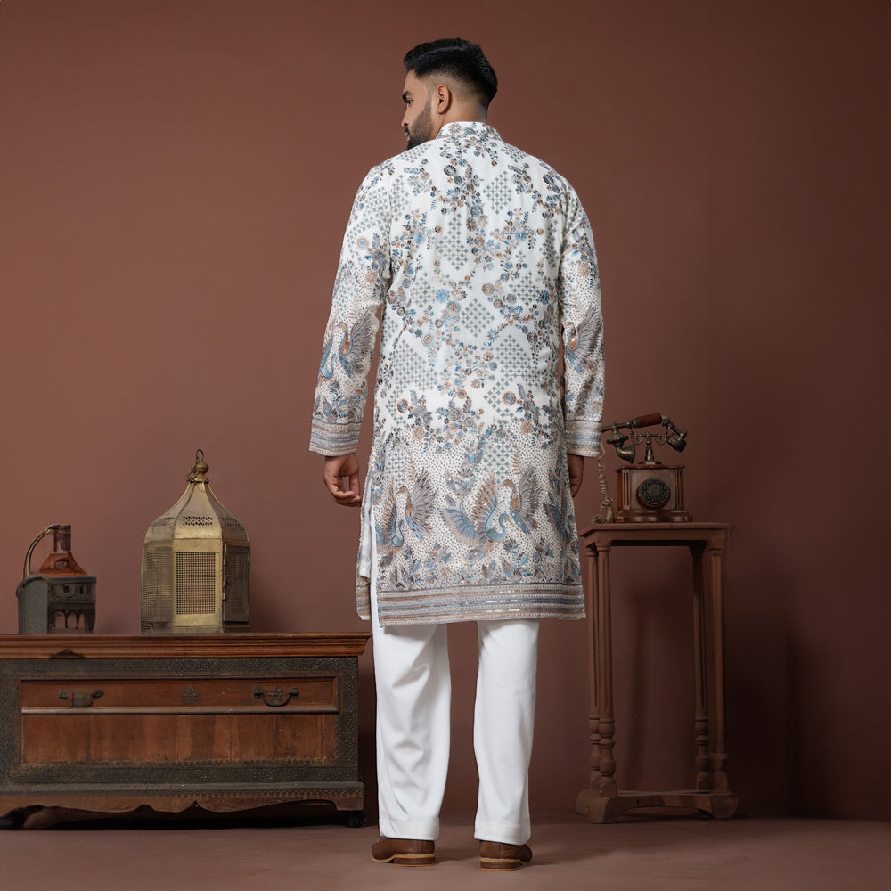 Safed Embroidery Kurta