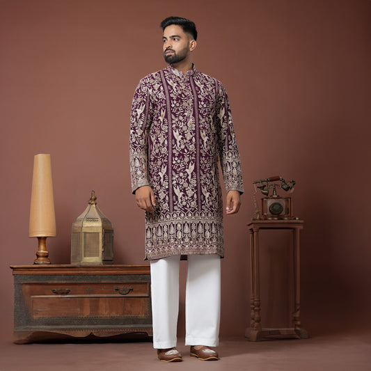 Royal Maroon Garden Kurta