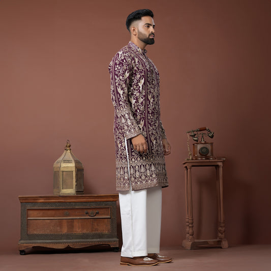 Royal Maroon Garden Kurta