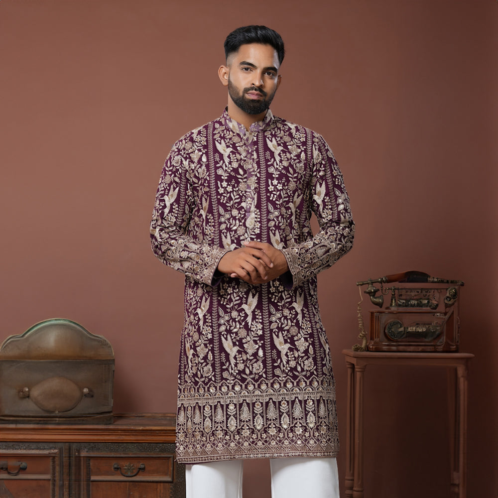 Royal Maroon Garden Kurta