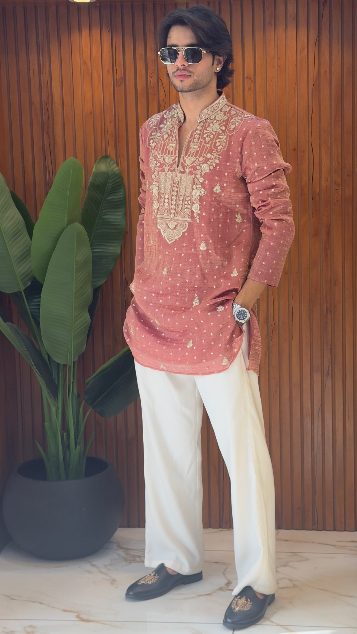 Pure tissue V neck kurta