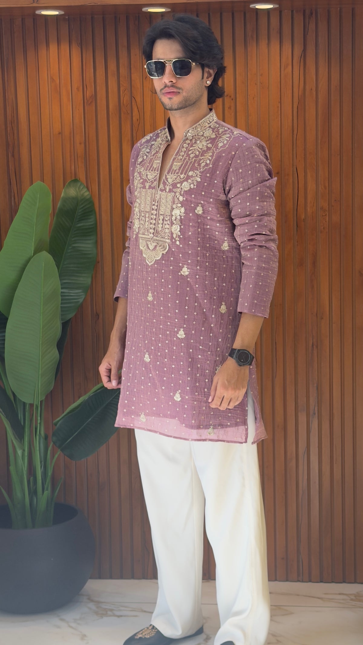 Tissue V Neck Kurta