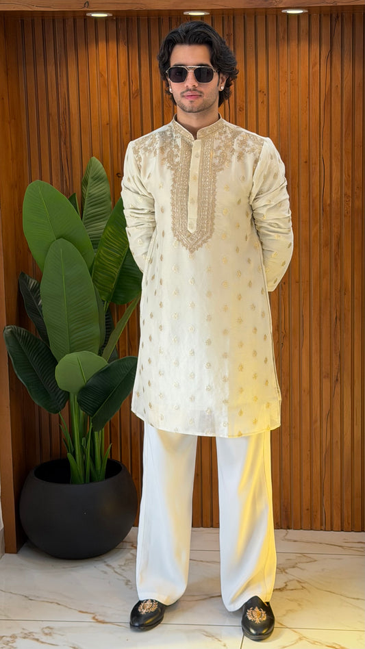 Pure Tissue Heavy Neck embroidery Kurta