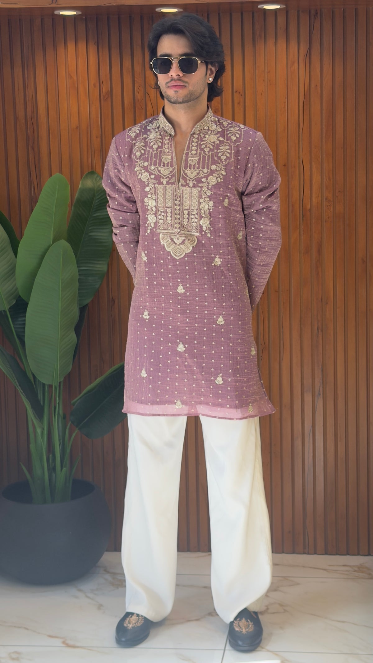 Tissue V Neck Kurta