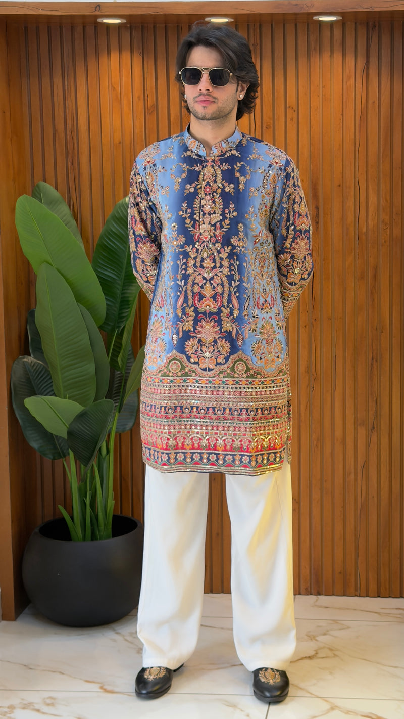 Azure Royale Embroidered Kurta Set