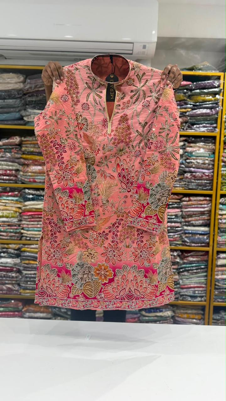 Pink Floral Kurta