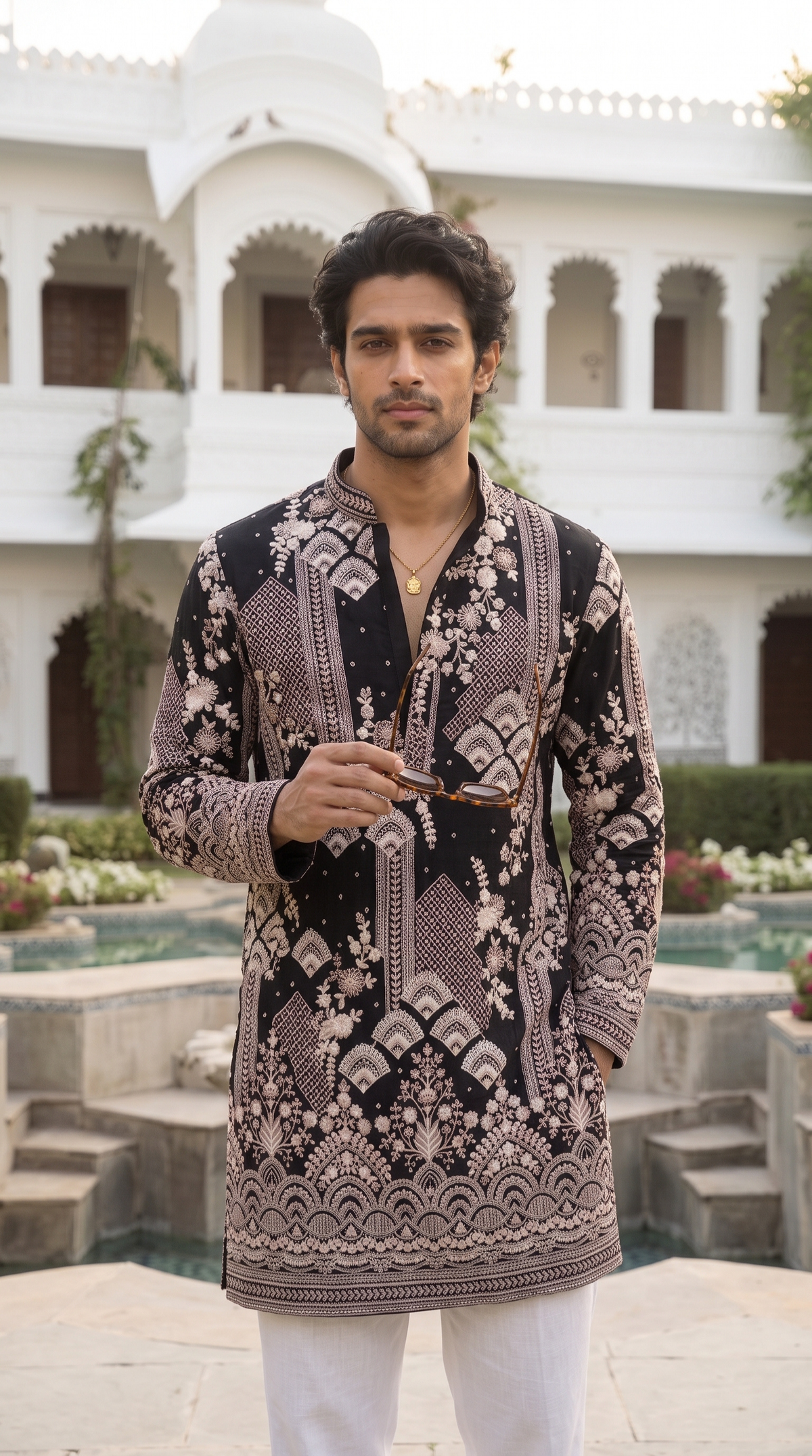 Royal Noir Embroidered Kurta