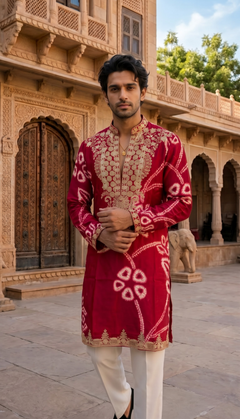 Red Multicolour Floral Kurta