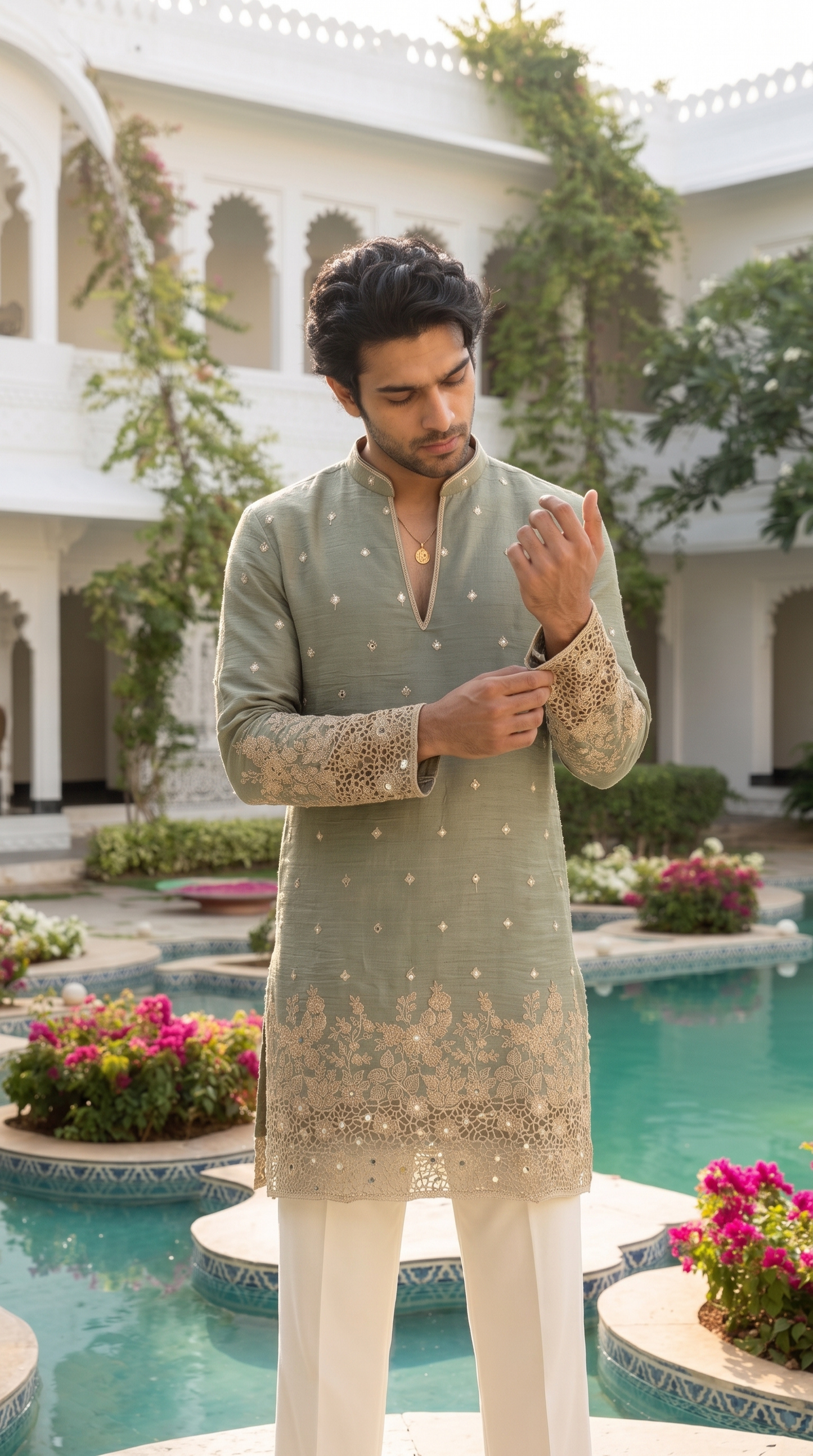 Sage Mist Embroidered Kurta