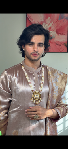 Pure Kanjivaram Kurta Set with Shawl & Dhoti ✨
