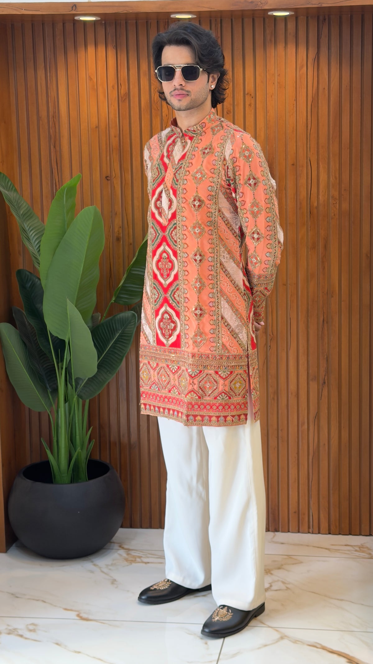 Coral Heritage Embroidered Designer Kurta Set