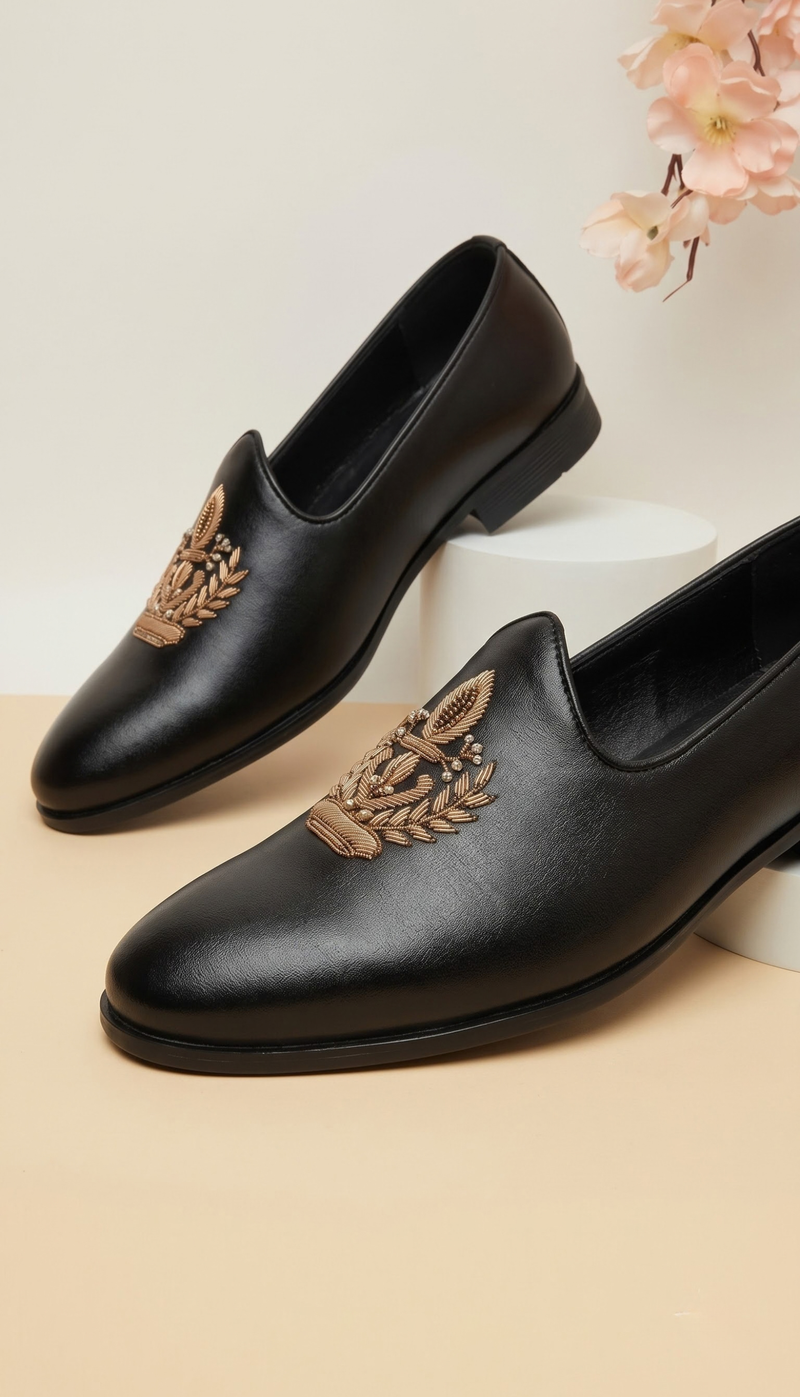 Black Classic Embroidered Loafer