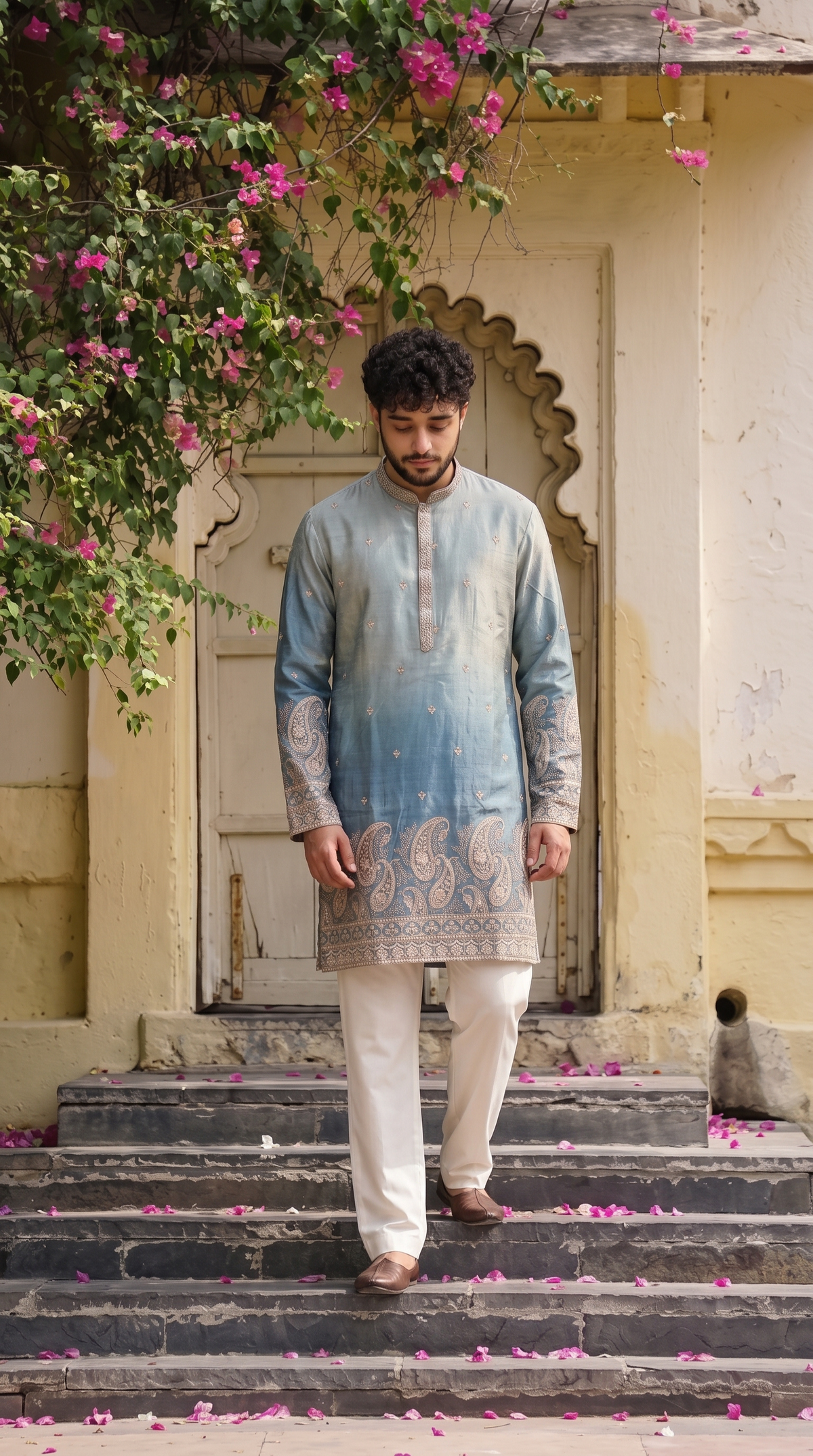 Azure Paisley Embroidered Kurta