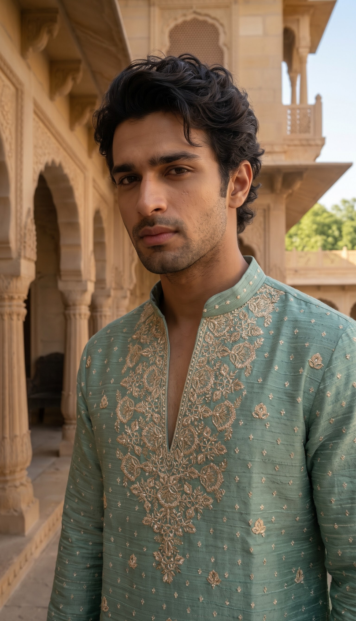 Sage Green Embroidered Kurta