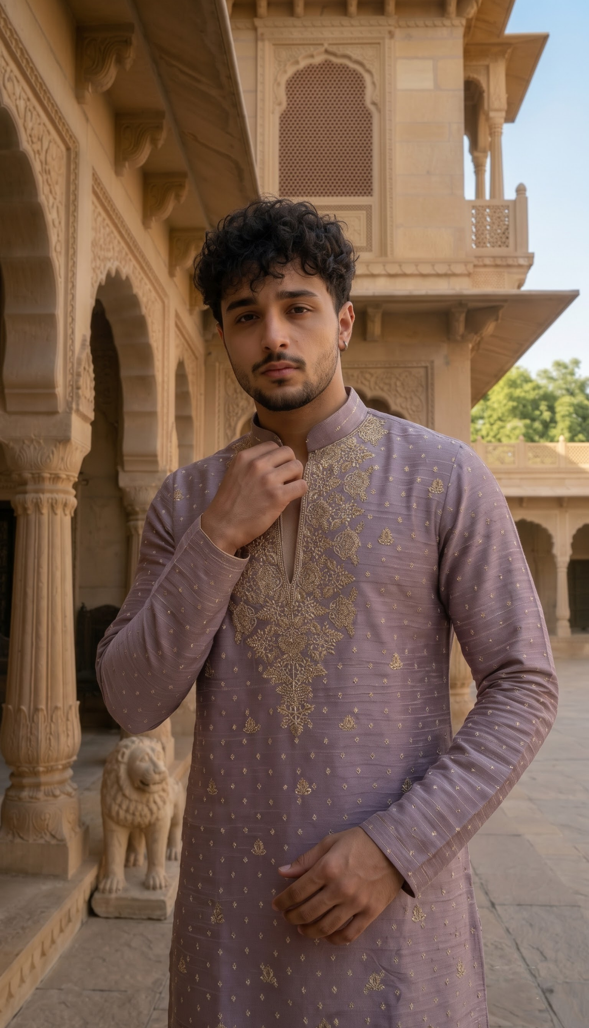Dusty Lavender Embroidered Kurta