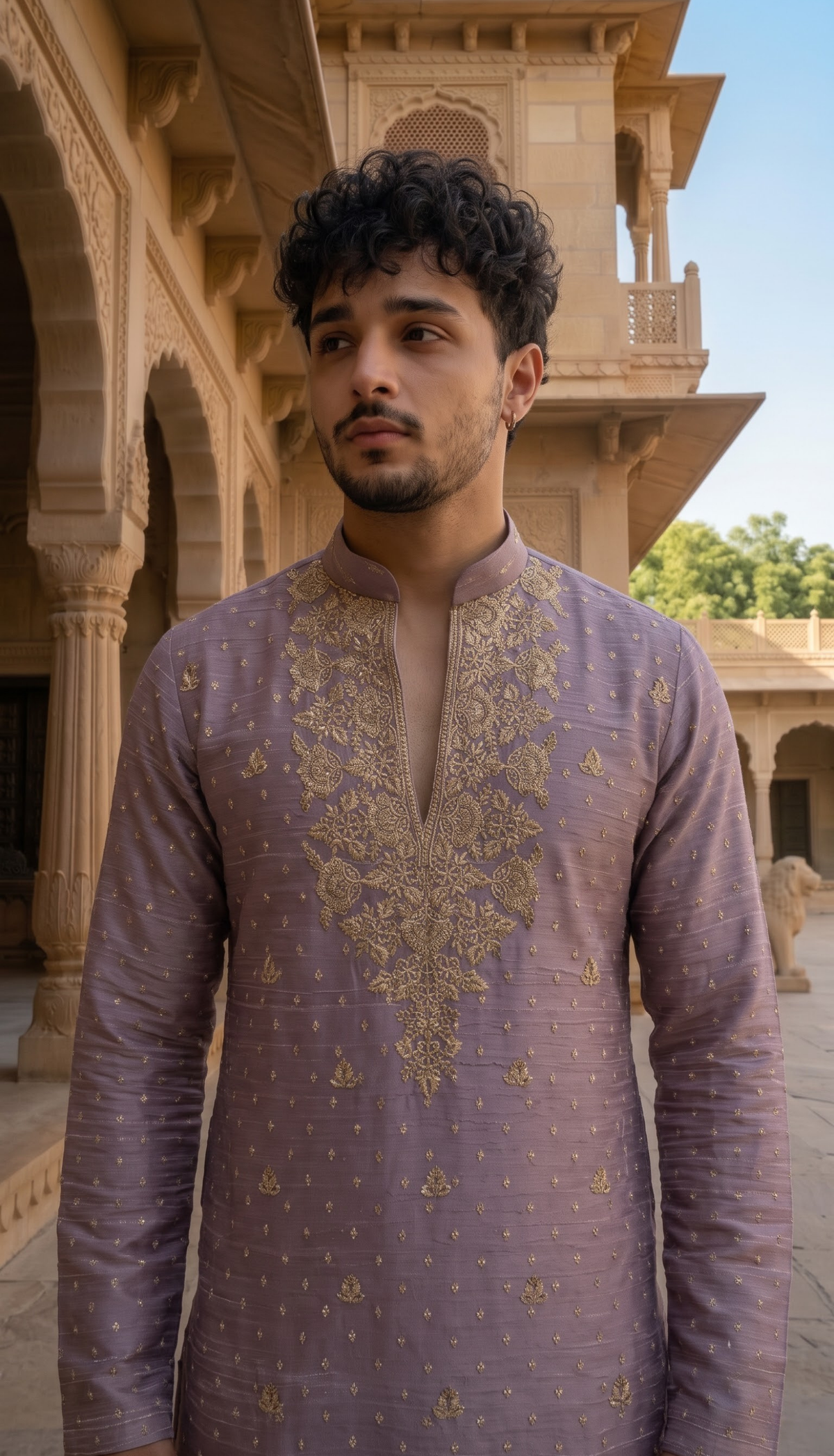 Dusty Lavender Embroidered Kurta