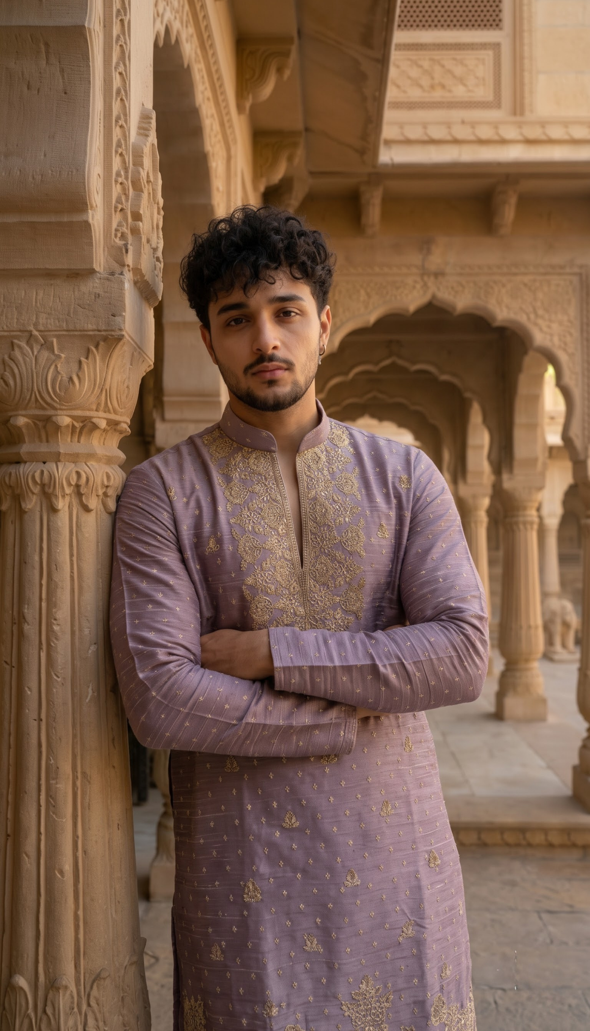 Dusty Lavender Embroidered Kurta