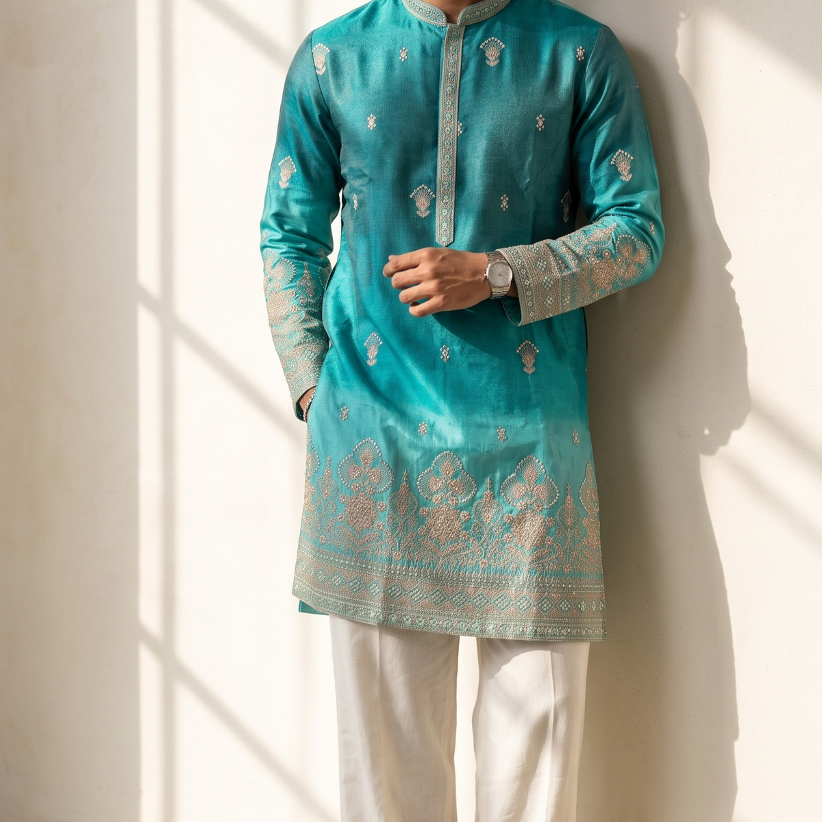 Aqua Royale Embroidered Kurta