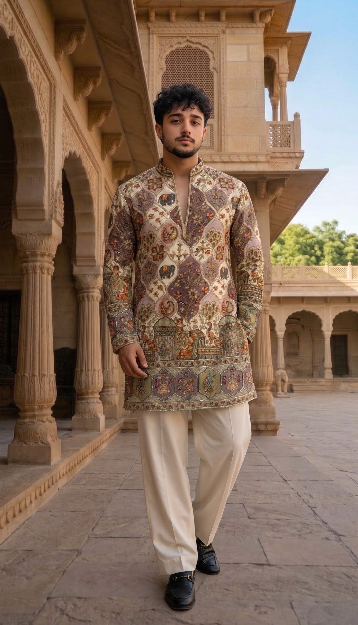 Ivory Multicolour Kurta