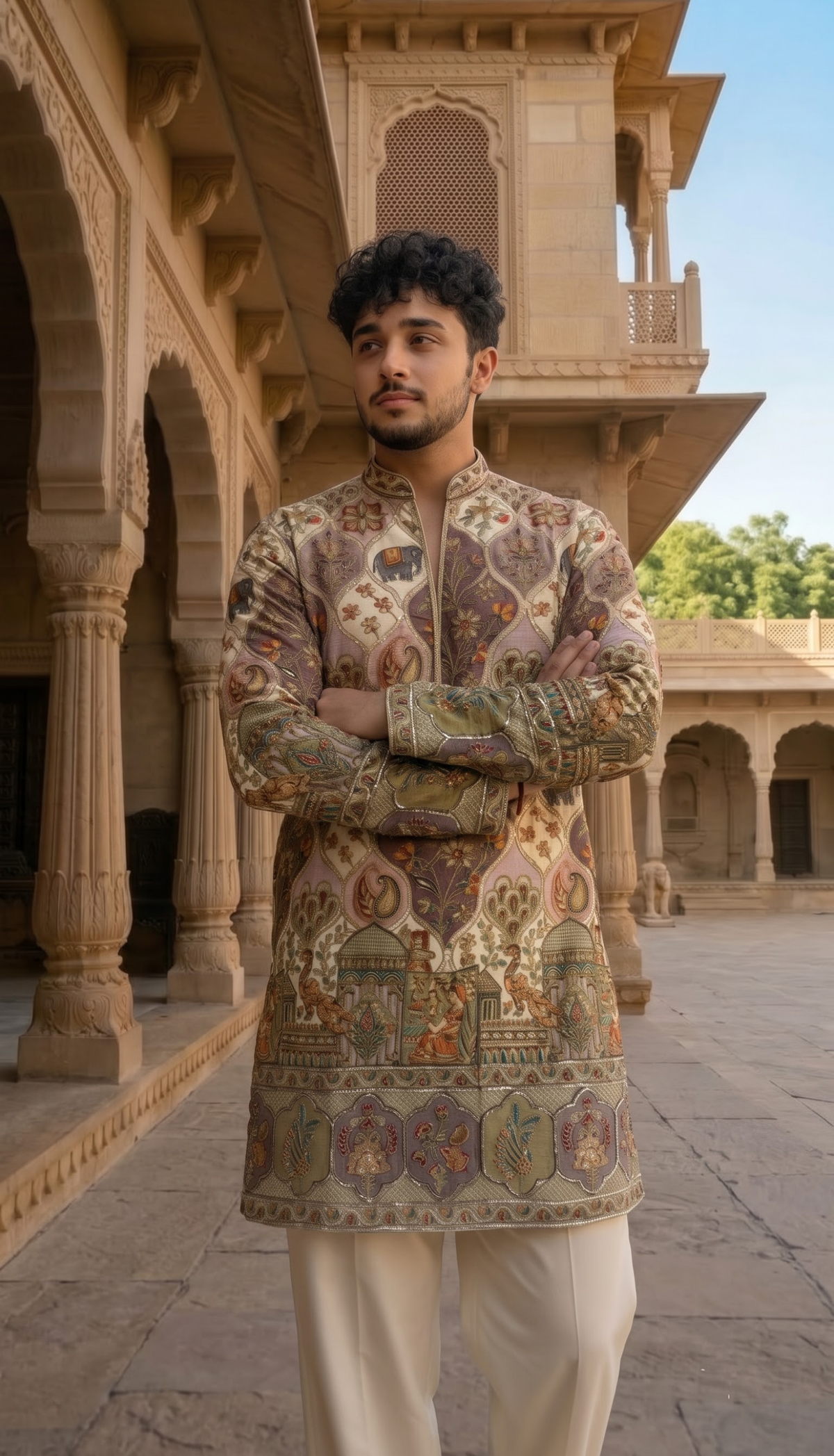 Ivory Multicolour Kurta