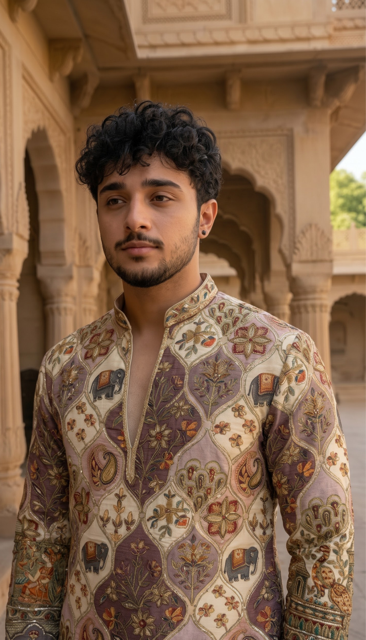 Ivory Multicolour Kurta
