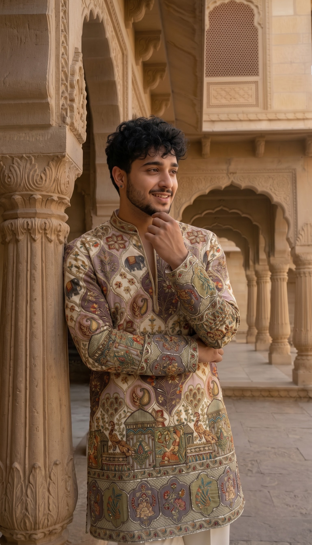 Ivory Multicolour Kurta