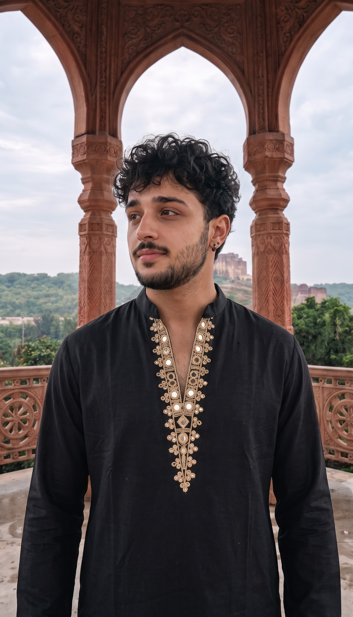 Black Embroidered Kurta