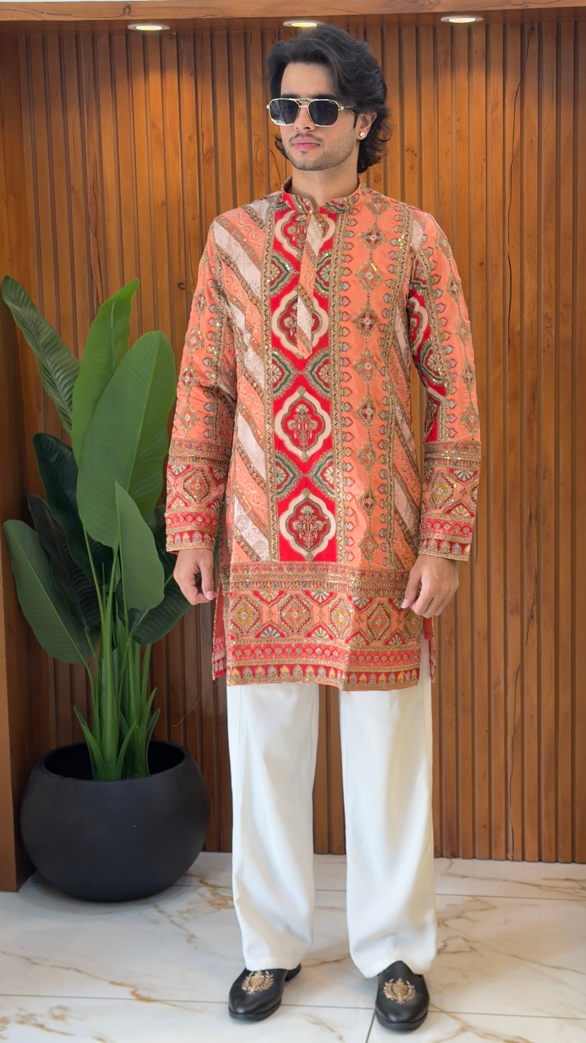 Coral Heritage Embroidered Designer Kurta Set