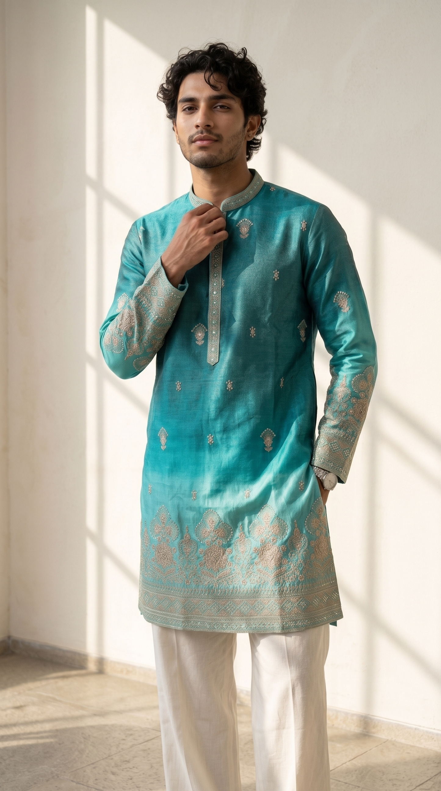 Aqua Royale Embroidered Kurta