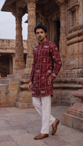 Maroon Heritage Printed Kurta