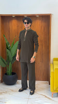 Mahendi Green Korean Co-ord Set For Men