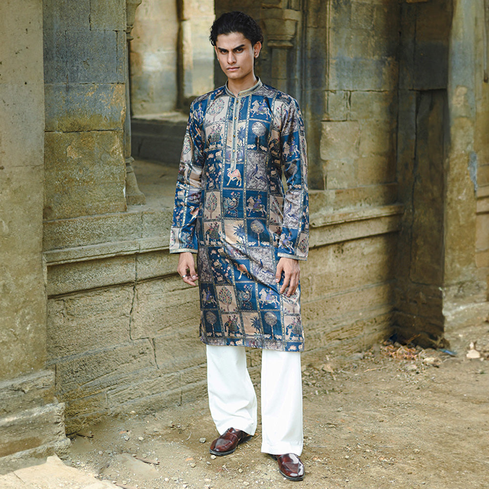 Midnight Jungle Mosaic Kurta